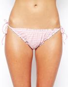 Asos Seersucker Tie Side Bikini Bottom