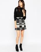 Asos Mini Skirt In Wool Mix Check With Buckle Detail