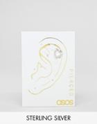 Asos Design Hoop Ear Piercing With Crystal 'v' Detail In Silver - Silver