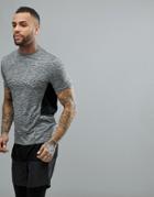 New Look Sport T-shirt With Contrast Panel In Gray Marl - Gray