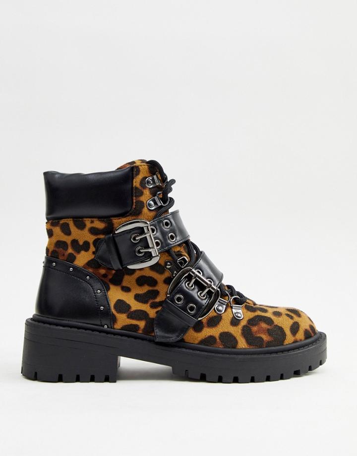 Raid Daelyn Chunky Leopard Print Boot-multi