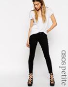Asos Petite Whitby Low Rise Skinny Ankle Grazer Jeans In Clean Black - Clean Black