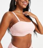 Ivory Rose Fuller Bust Mix And Match Scrunch Crop Bikini Top In Blush Pink Dd-g