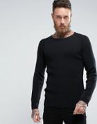 Nudie Jeans Co Oskar Mixed Ribbed Sweater - Black