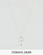 Asos Sterling Silver Barbell Necklace - Silver