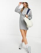New Look Fitted Hoodie Dress In Gray Heather-grey