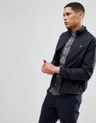 Original Penguin Lightweight Nylon Harrington Jacket Slim Fit Small Logo In Black - Black