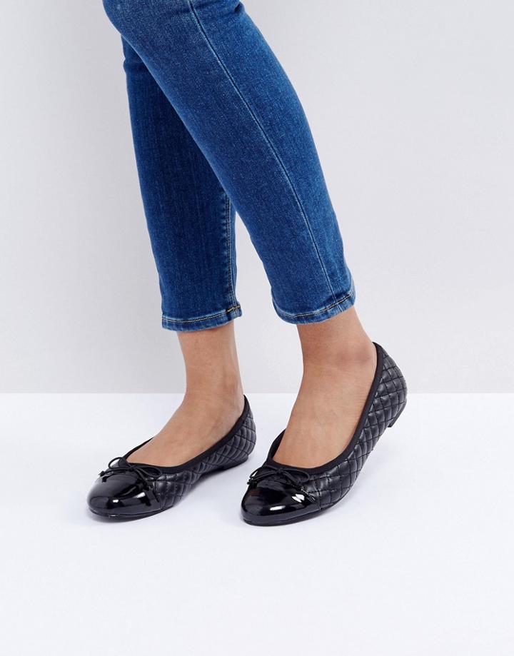 Oasis Quilted Ballerina Flat Shoe - Black