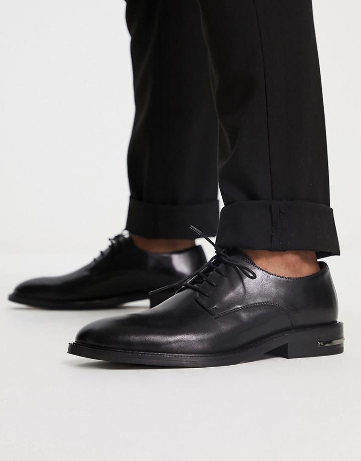 Walk London Oliver Lace Up Shoes In Black Leather