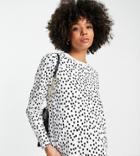Asos Design Maternity Nursing Long Sleeve Top With Mono Print And Double Layer-white