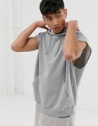 Asos Design Sleeveless Oversized Hoodie In Gray Marl - Gray