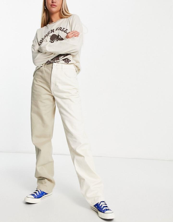 Na-kd X Josefine Two Tone Straight Leg Jeans In Beige-neutral