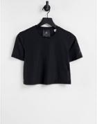 Adidas Training X Universal Standard Cropped Mesh T-shirt In Black
