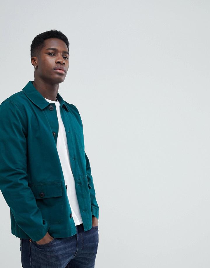 Asos Worker Jacket In Bottle Green - Green