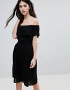 Brave Soul Bardot Midi Dress - Black