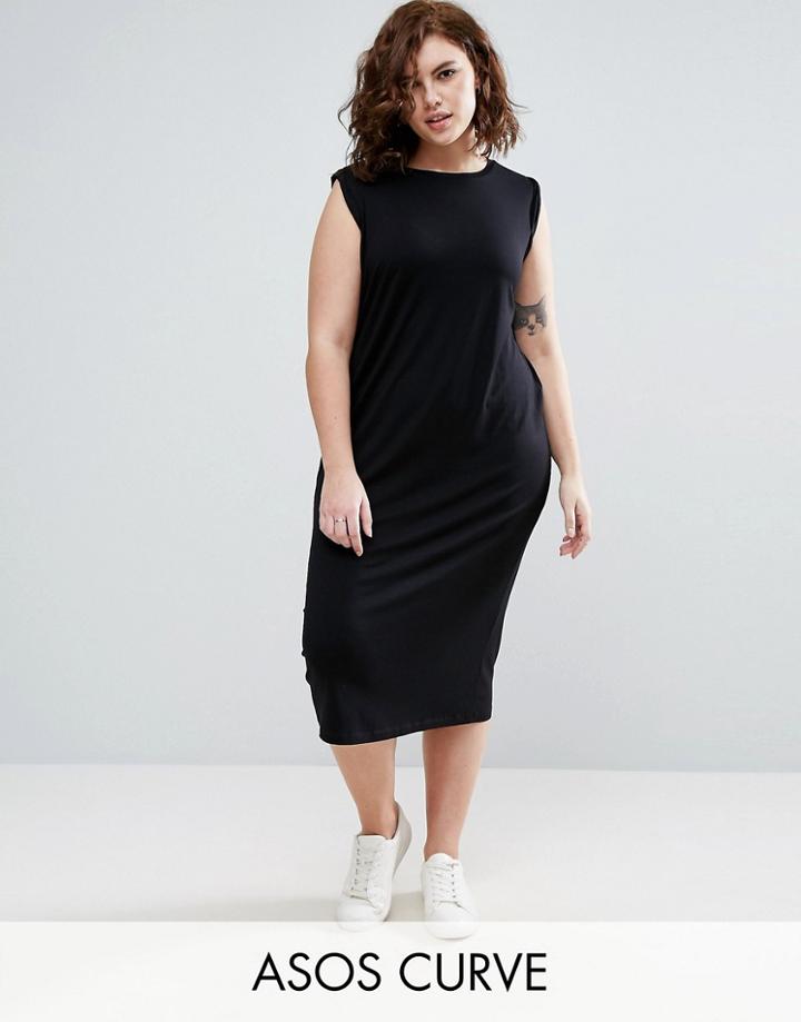 Asos Curve Twist Detail Sleeveless Midi Tank Dress - Black