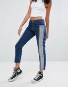 Liquor & Poker Boyfriend Jean With Metallic Panel - Blue
