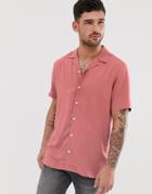 Asos Design Regular Fit Viscose Shirt In Dark Pink - Pink