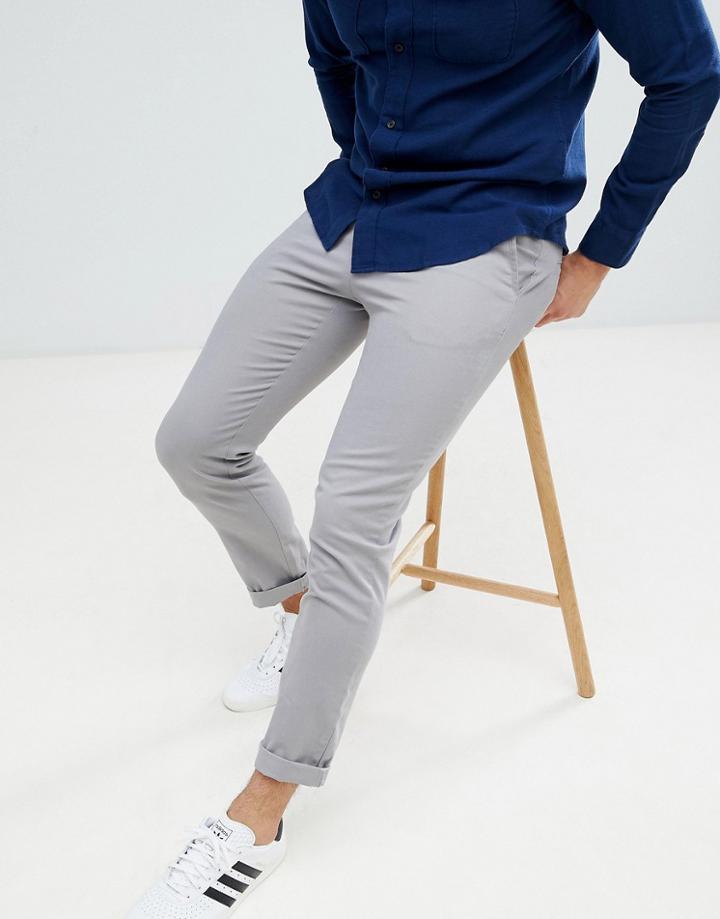 Asos Design Slim Chinos In Light Gray - Gray