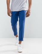 Asos Skinny Cropped Smart Pants In Blue - Blue