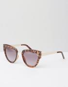 Asos Cat Eye Full Metal Sandwich Sunglasses With Cut Away Lens - Tort
