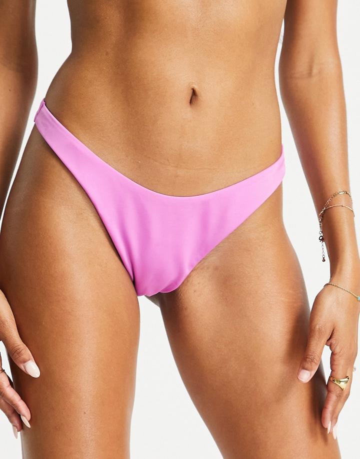 Weekday High Leg Bikini Bottom In Bright Pink - Pink