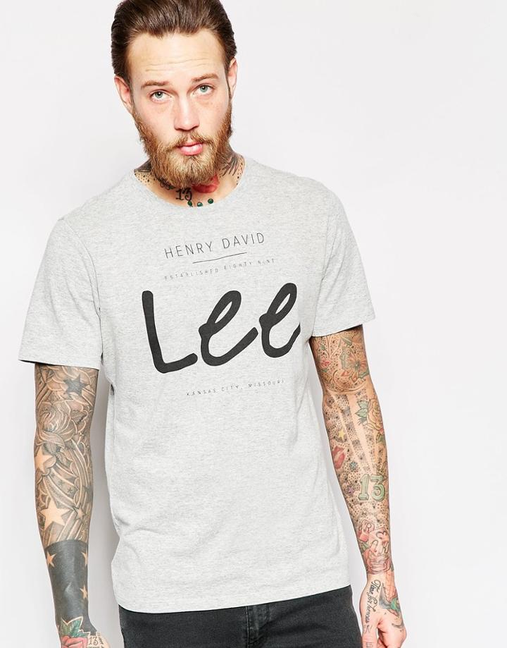 Lee T-shirt Crew Neck With Hd Logo Print In Gray - Gray Mele