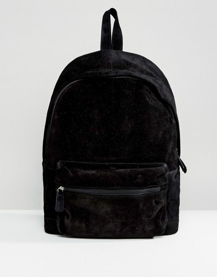 Asos Suede Backpack In Black - Black