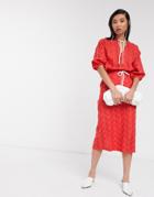 Native Youth Midi Skirt With Drawcord In Broderie Two-piece-red