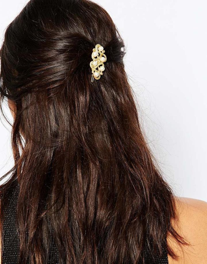 Neve & Eve Pearl Hair Slide - Gold