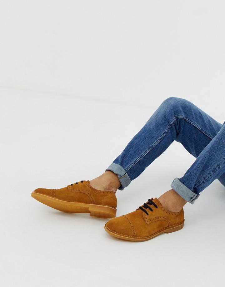 Selected Homme Suede Brogues In Tan