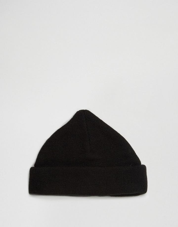 Asos Mini Pointed Beanie In Black - Black