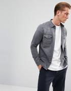 Lee Slim Fit Denim Western Shirt Gray - Gray