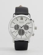 Sekonda Chronograph Black Leather Watch With Silver Dial Exclusive To Asos - Black