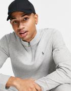 Polo Ralph Lauren Player Logo Half Zip Sweatshirt In Gray Heather