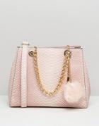 Aldo Minimal Shoulder Bag With Faux Fur Pom - Pink