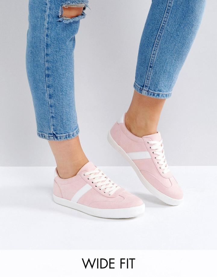 Asos Delphine Wide Fit Stripe Lace Up Sneakers - Beige