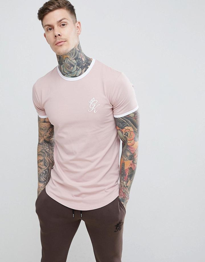 Gym King Ringer Tee In Rose - Pink