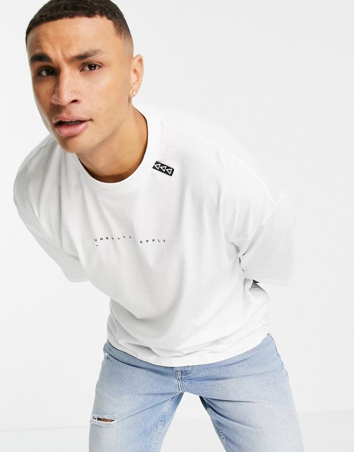 Asos Unrvlld Spply Oversized T-shirt With Logo Print In White