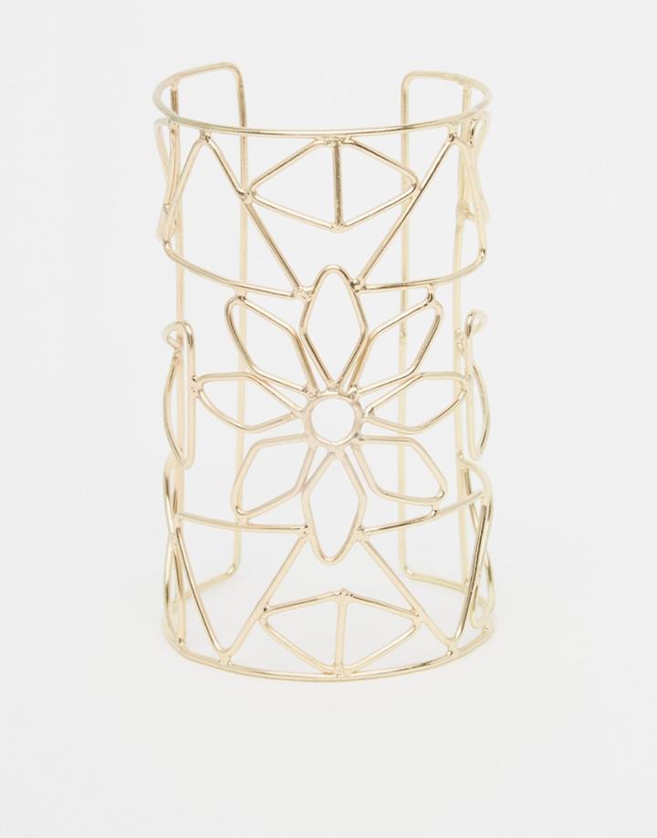 Asos Floral Cage Cuff Bracelet - Gold