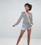 Monki Distressed Denim Shorts With Organic Cotton In Light Blue - Blue