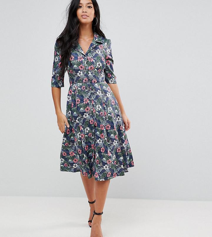 Uttam Boutique Petite Flower Print Button Dress - Multi