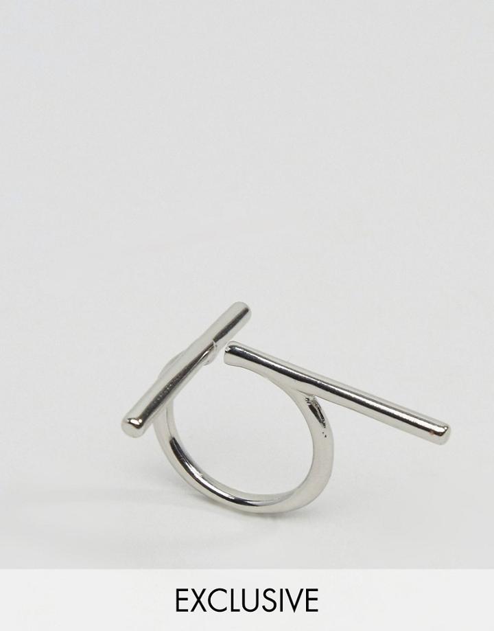 Monki Minimal T Bar Ring - Silver