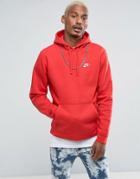 Nike Club Pullover Hoodie With Swoosh Logo In Red 804346-657