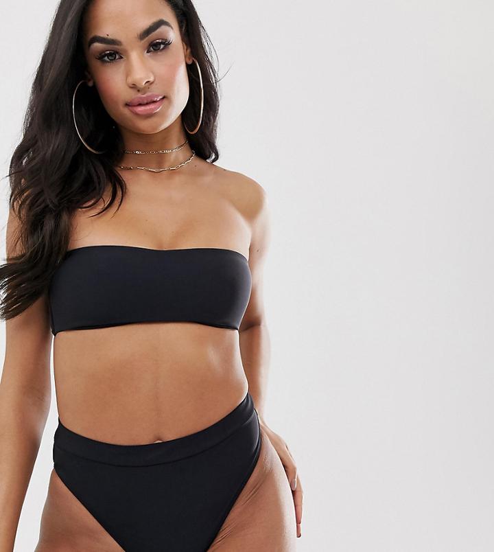 Missguided Mix And Match Bandeau Bikini Top In Black - Black