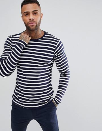 Kronstadt Long Sleeve Striped T-shirt - Navy