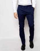 Sisley Cotton Stretch Suit Pants In Slim Fit - Blue