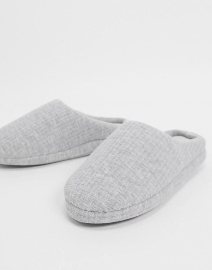Asos Design Zora Slipper Mules In Gray Heather-grey