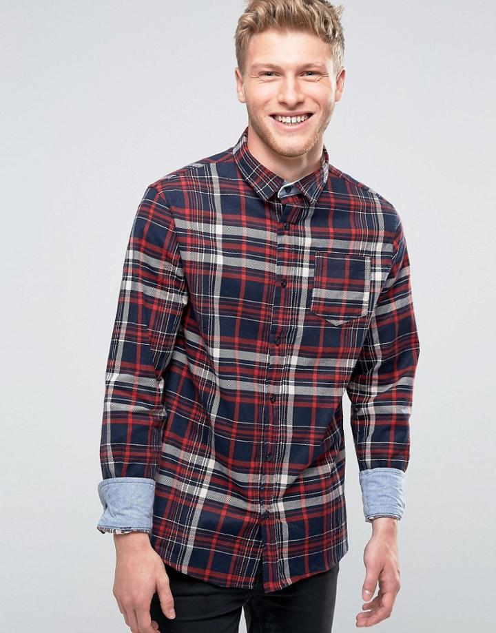 Brave Soul Checked Shirt - Navy