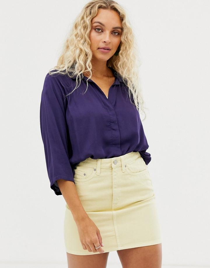 Weekday Blouse In Dark Purple